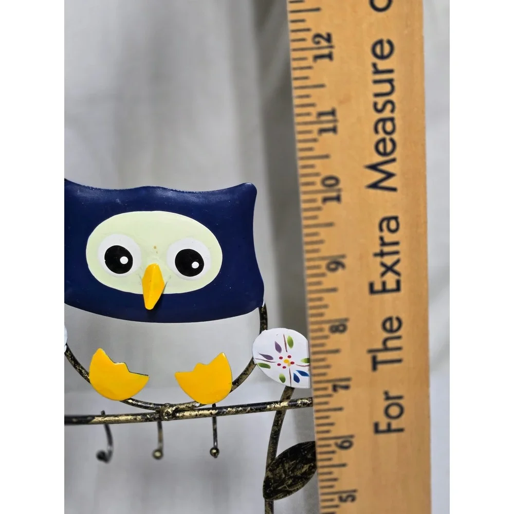 Ceramic Owl Measuring Spoons Set with Metal Branch Display Stand 5 Piece Set